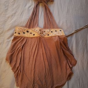 Handmade sexy halter top with studded leather belt